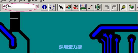 如果圖形像下圖一樣無法顯示鉆孔，只須圖（186）將紅色圈住的活動層改為當前顯示層即可。
