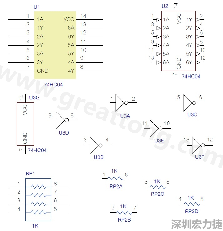 圖1 半導體元件供應商所畫的電路圖符號是模擬元件的接腳圖，而非訊號流程。